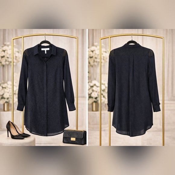 BCBGeneration Dresses & Skirts - BCBGeneration Black Sheer-Detail Shirt Dress